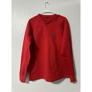 Patagonia Shirt Mens Medium Capilene Red Snap Button Base Layer USA Vintage